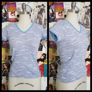 That 70's Shirt Blue/Red/White Speace-Dyed Knit T